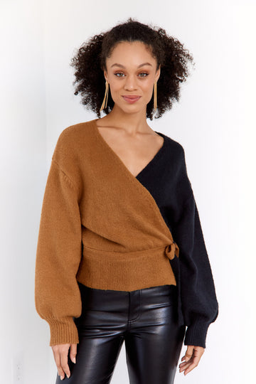 SALE - Delora Two Toned Wrap Sweater