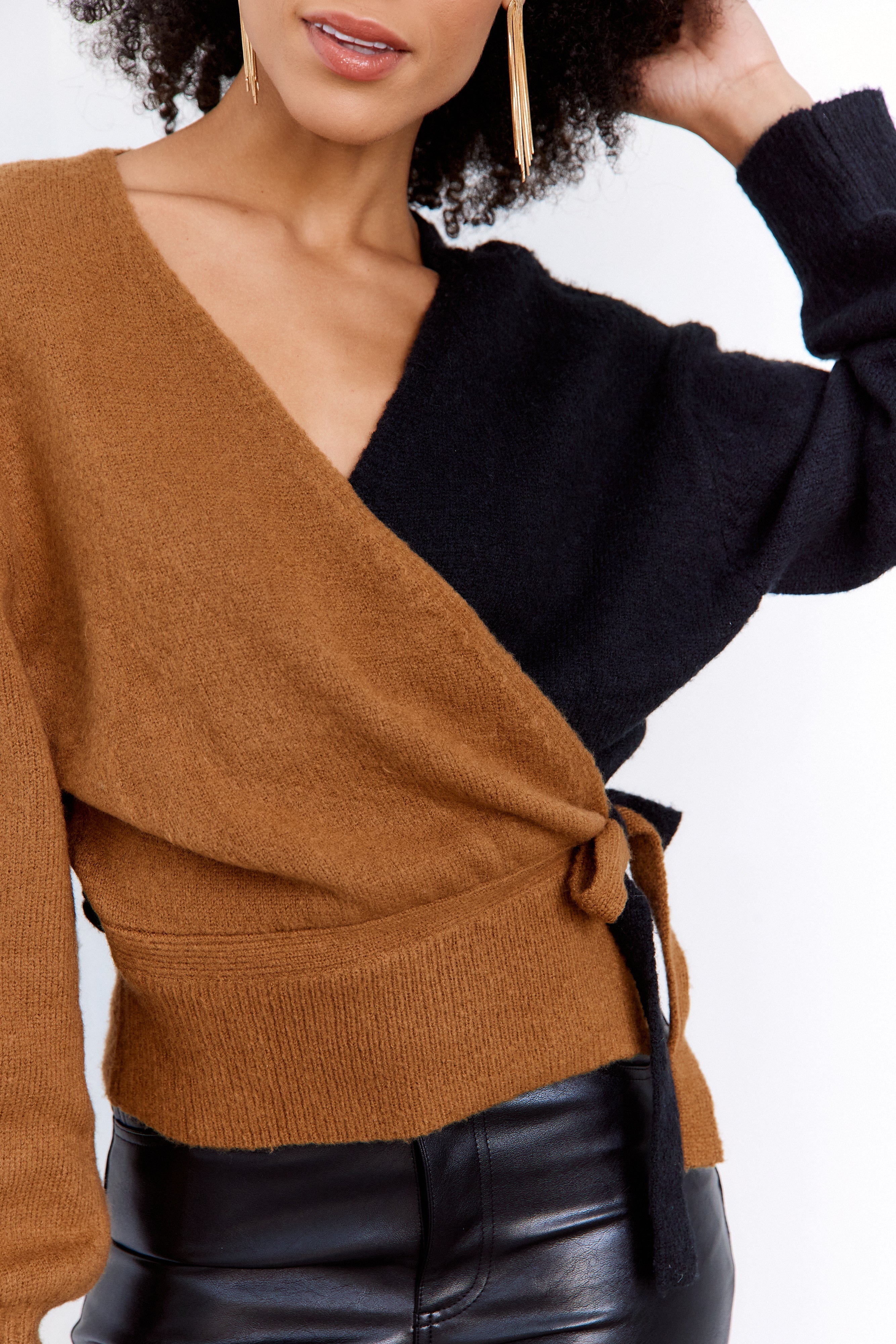 SALE - Delora Two Toned Wrap Sweater