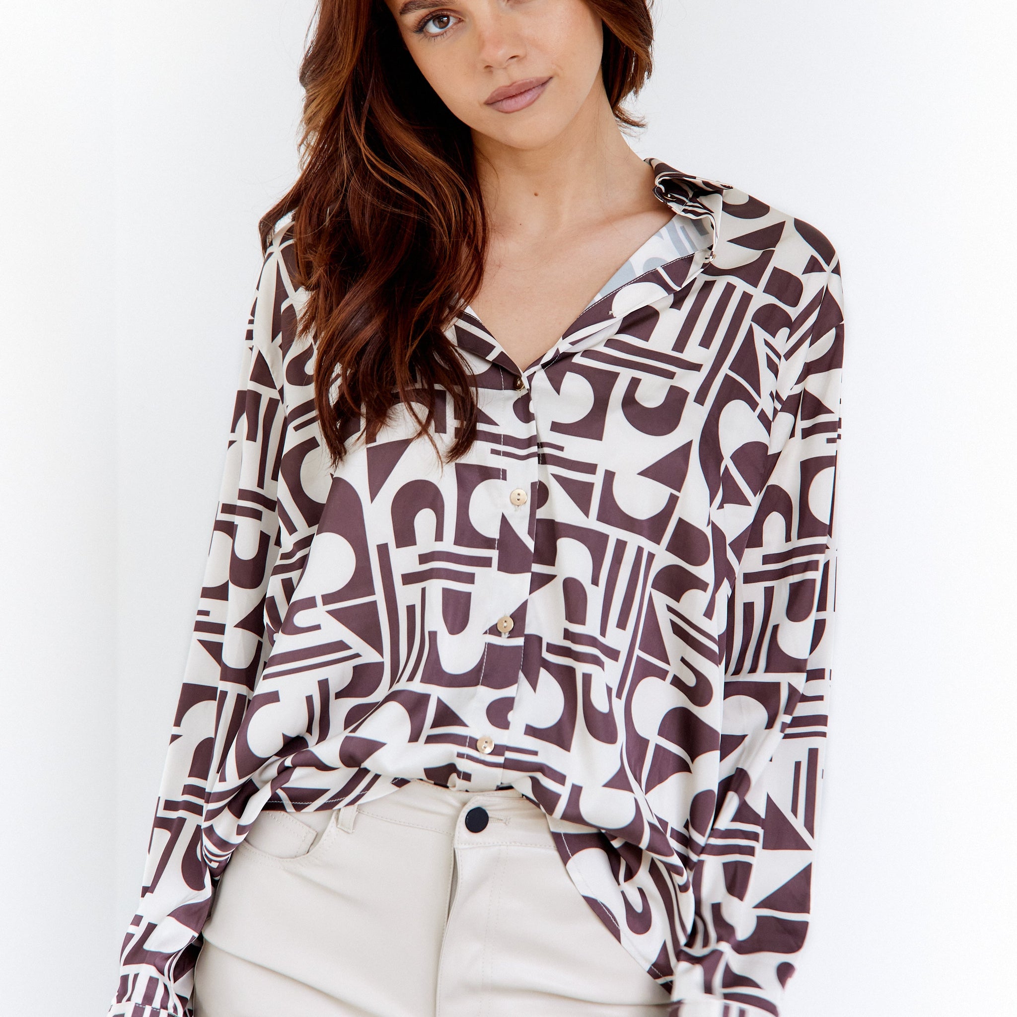 SALE- Emilia Printed Button Down Blouse