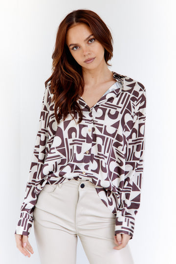 SALE- Emilia Printed Button Down Blouse