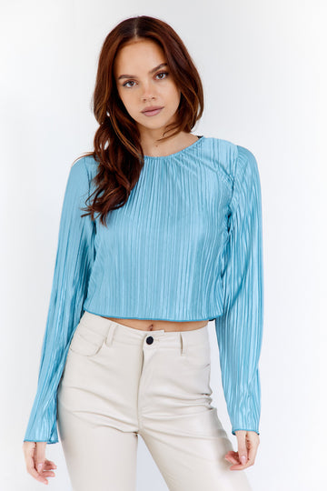 Lee Pleated Bell Sleeve Blouse