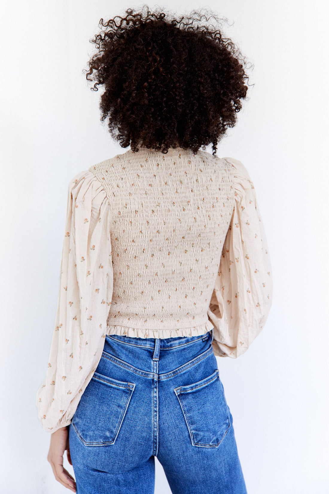 SALE- Mckenna Smocked Tie Front Blouse