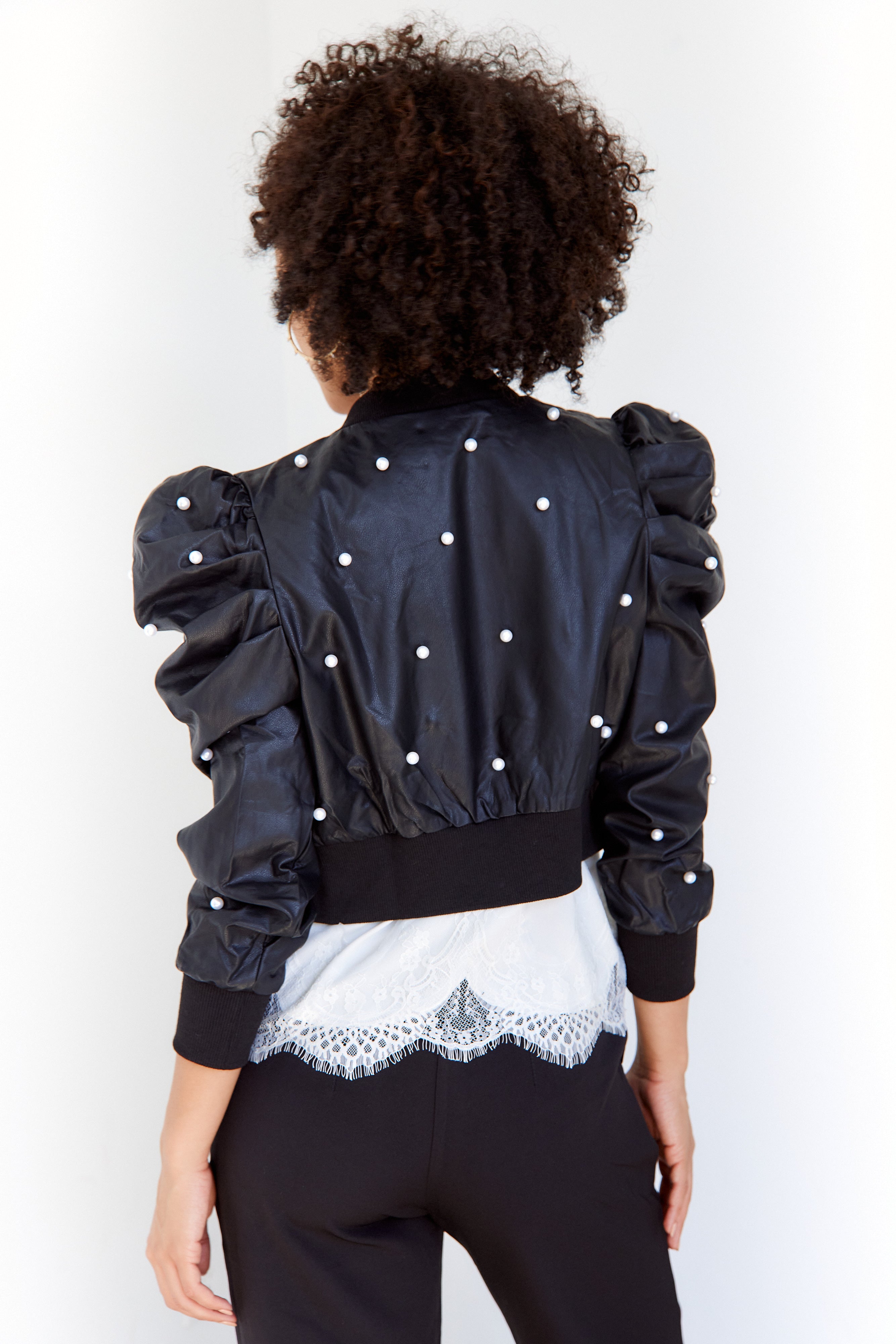 SALE - Adele Pearl Faux Leather Jacket