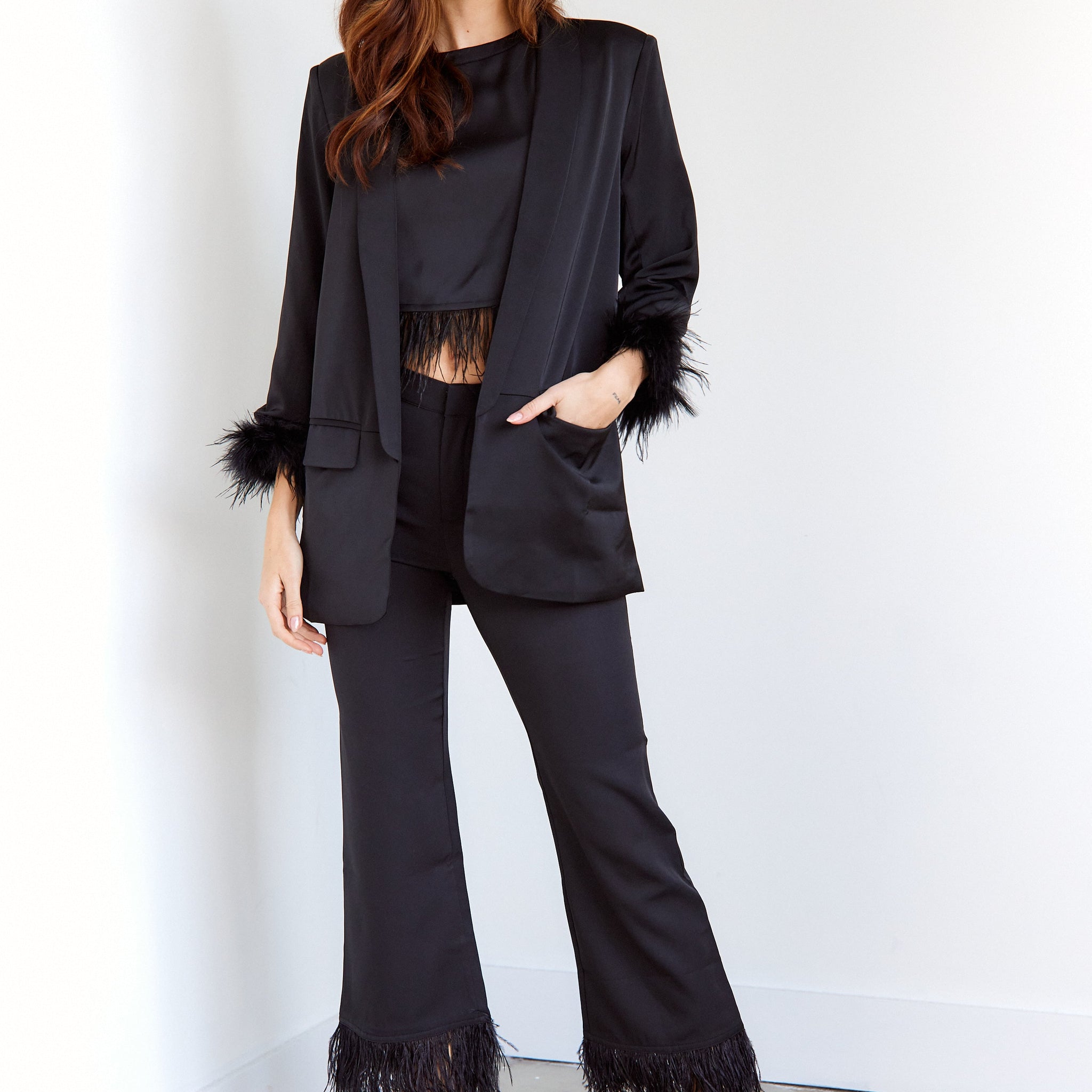 SALE - Arli Feather Trim Pants