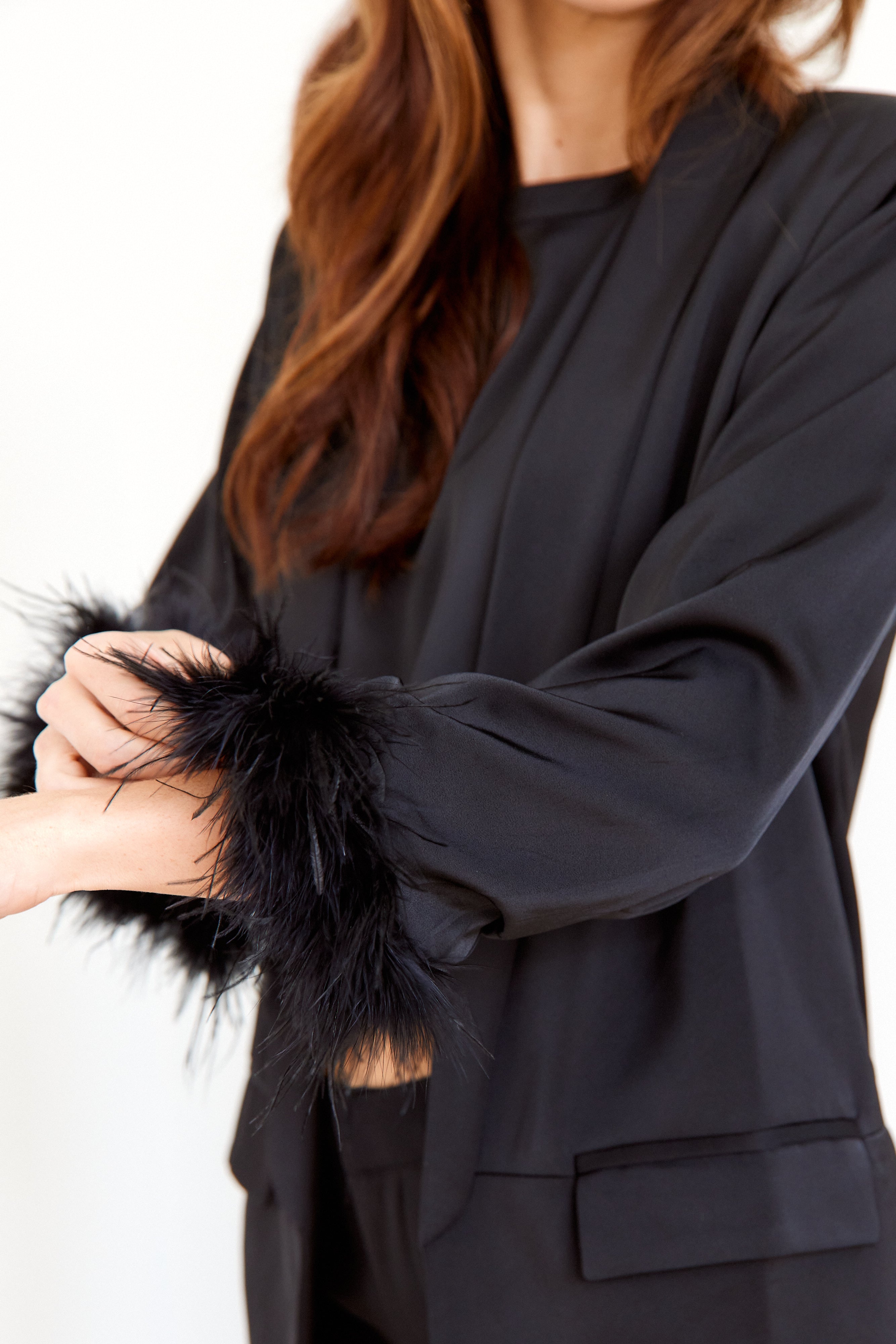 SALE - Adelaide Blazer with Feather Trim