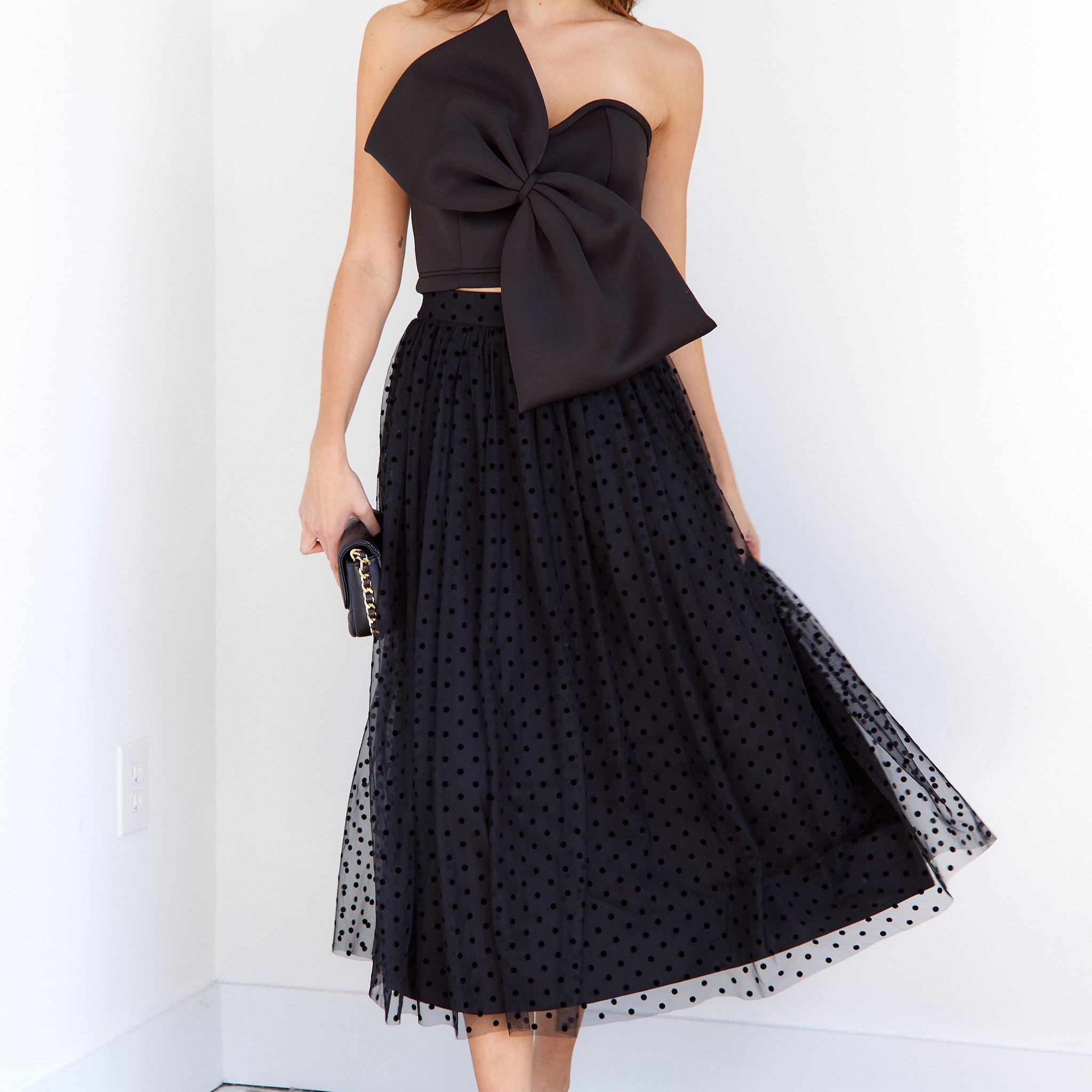 SALE - Adeen Dotted Tulle Midi Skirt