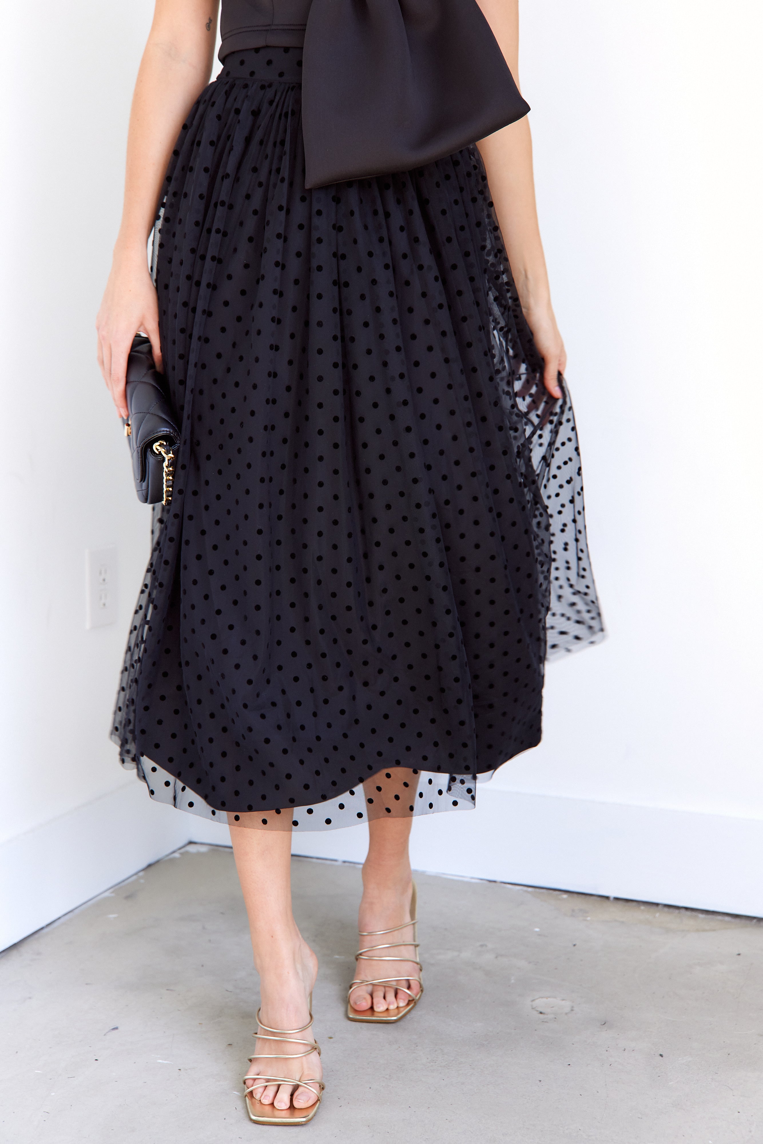 SALE - Adeen Dotted Tulle Midi Skirt