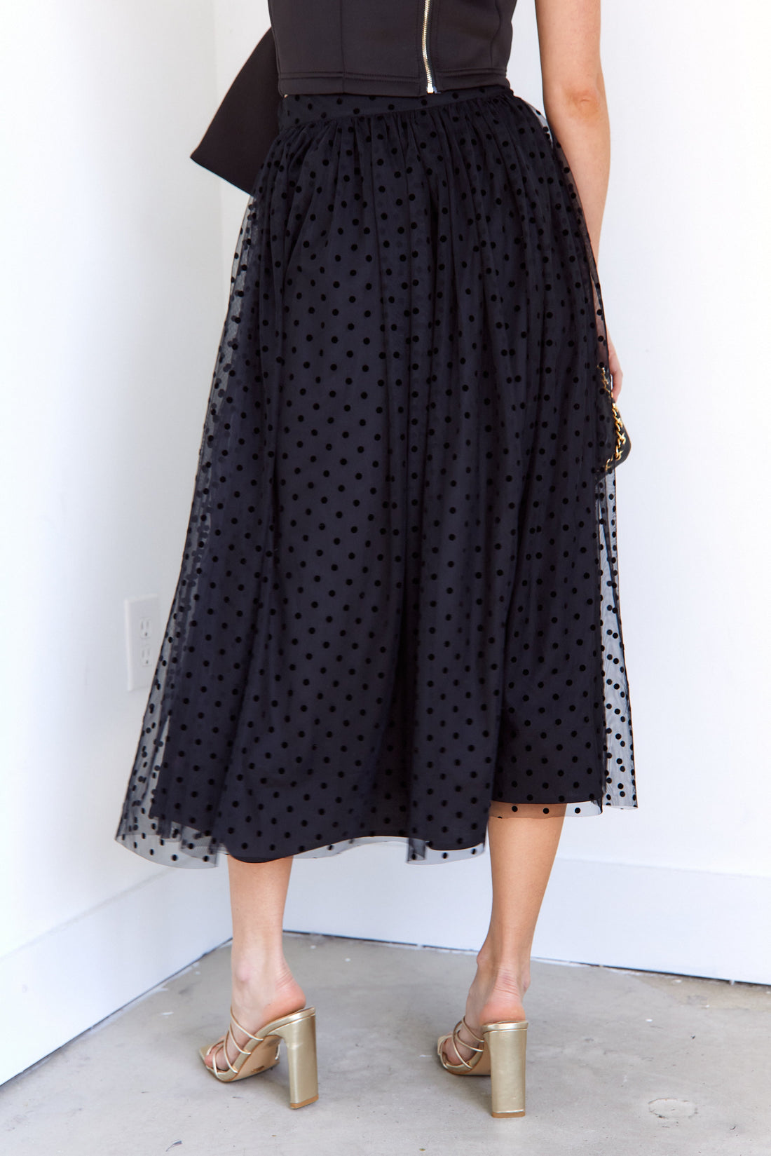 SALE - Adeen Dotted Tulle Midi Skirt