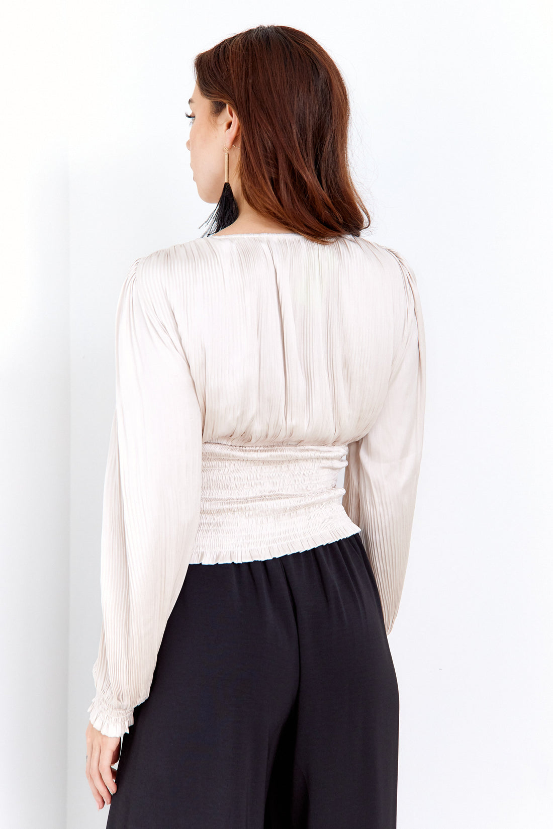 SALE- Lillian Satin Pleated Top