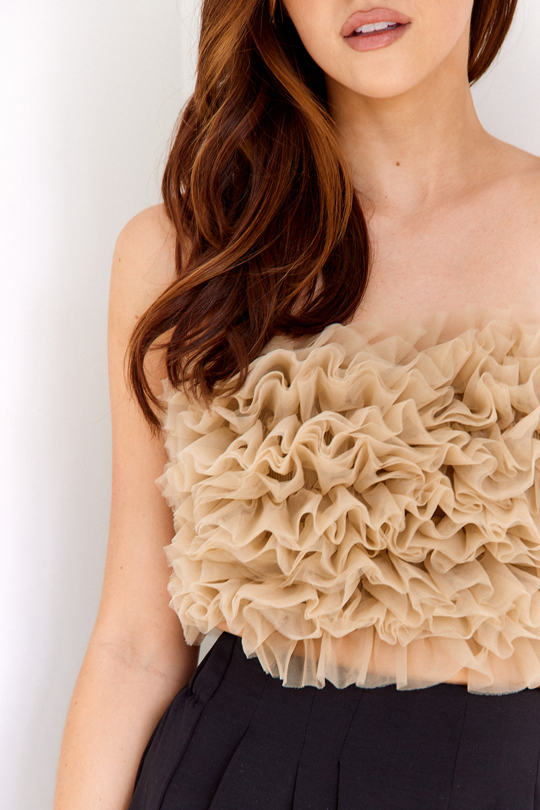 SALE- Asher Tulle Ruffled Top