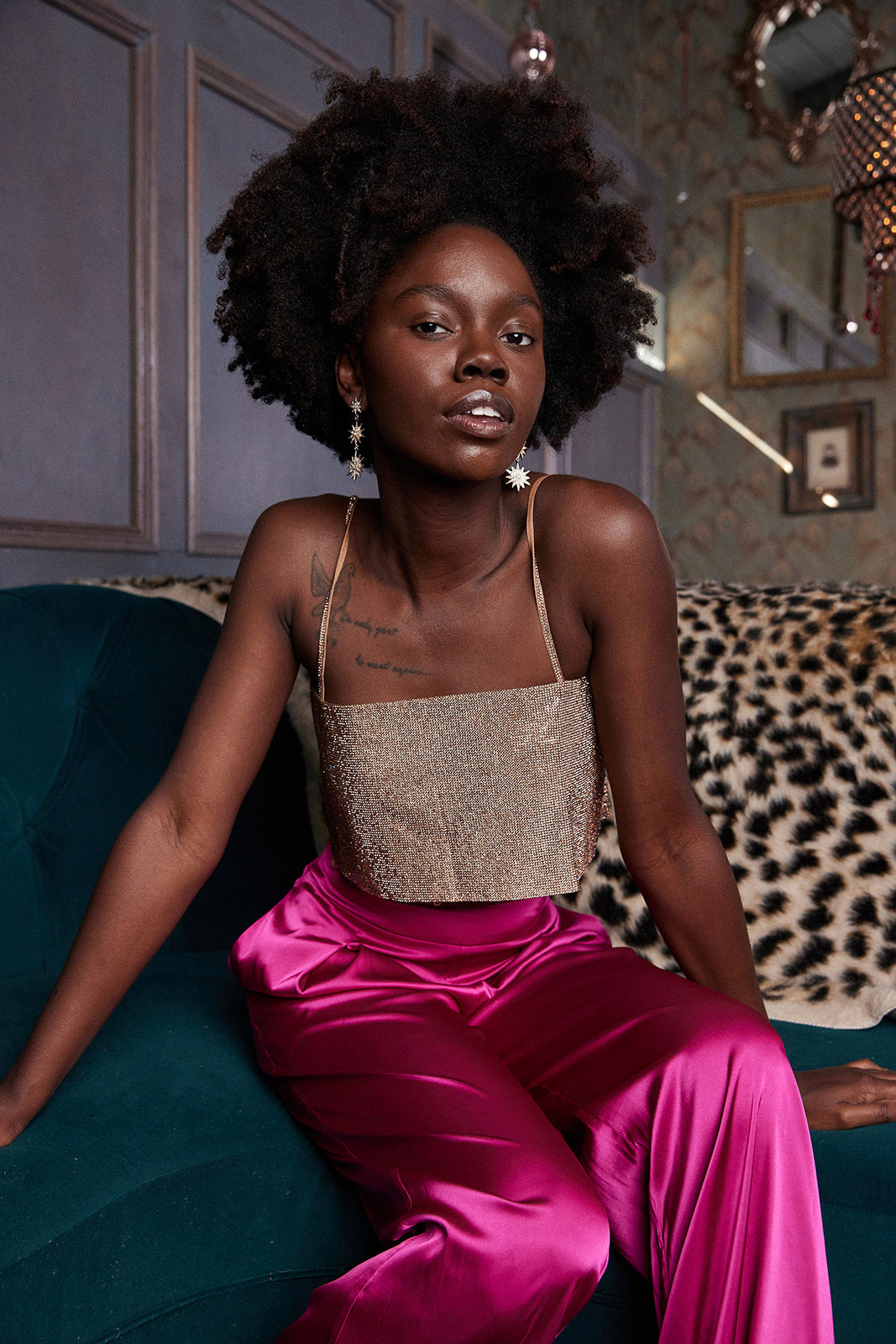 SALE- Indie Shimmery Cropped Tank