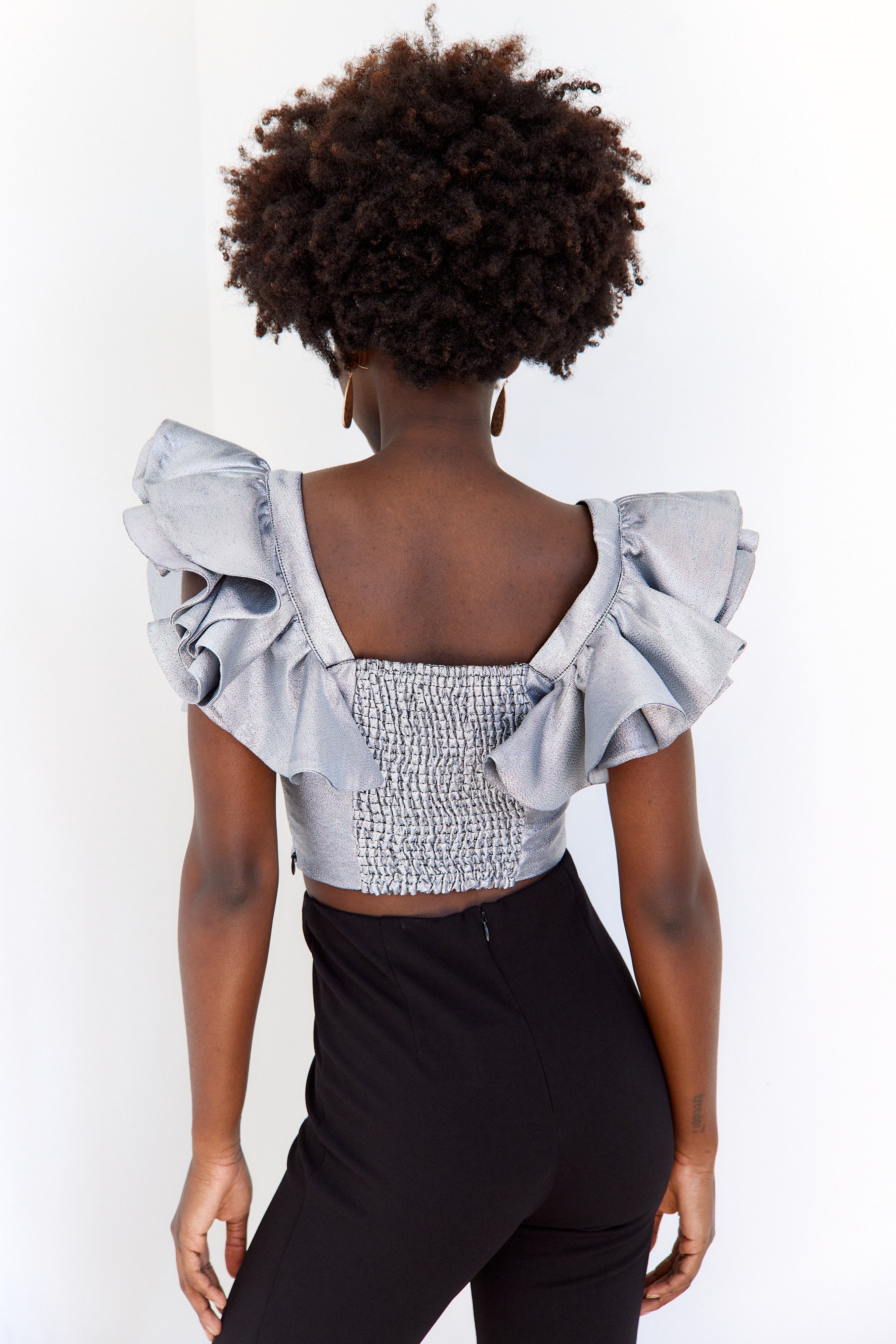 SALE - Marci Sparkle Ruffle Sleeve Top