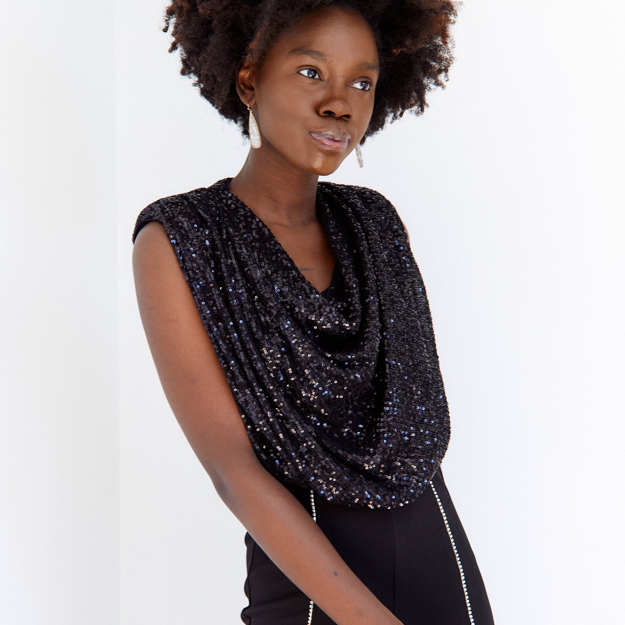 SALE - Ella Cowl Sequin Top