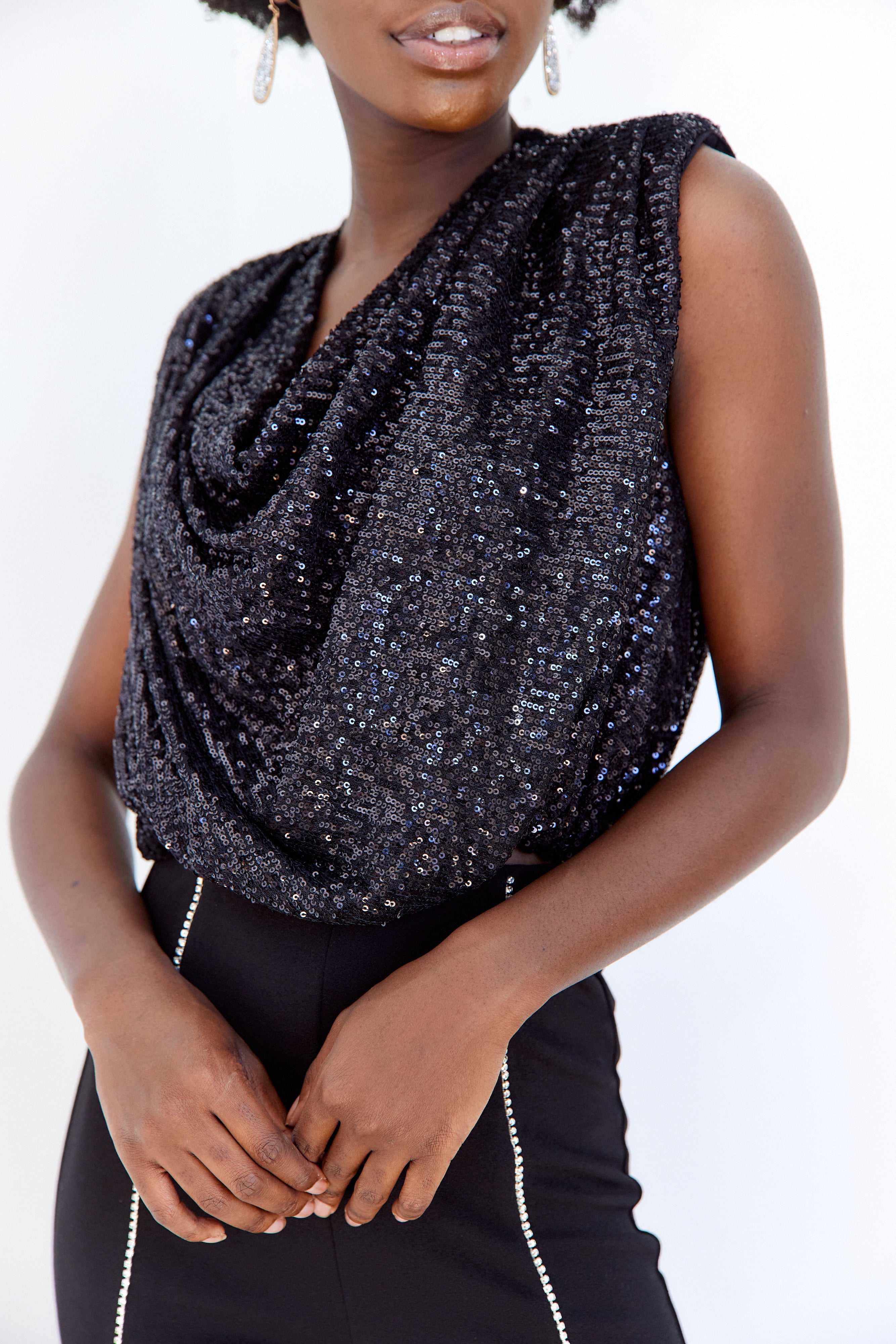 SALE - Ella Cowl Sequin Top