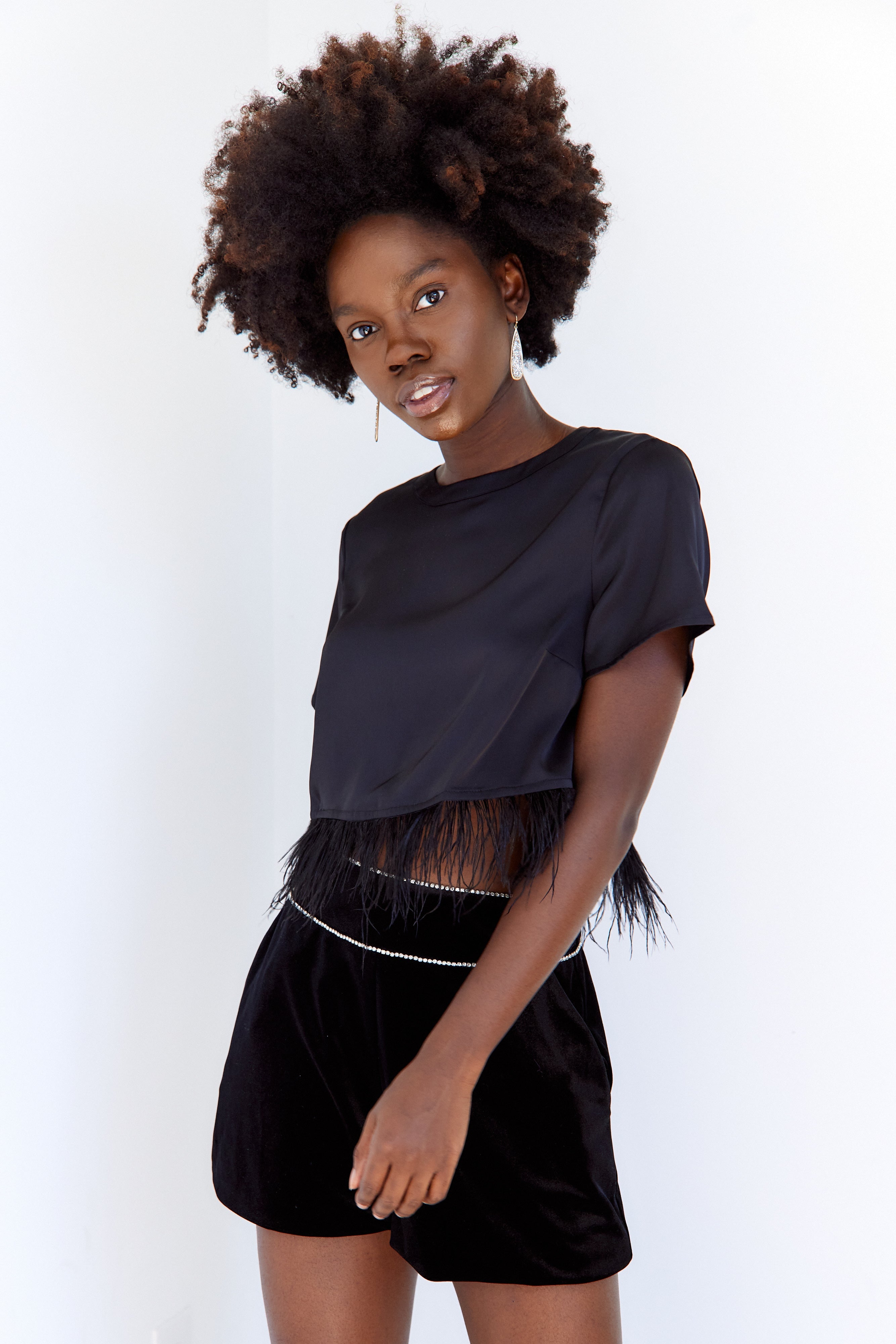 SALE - Skyler Velvet Rhinestone Shorts