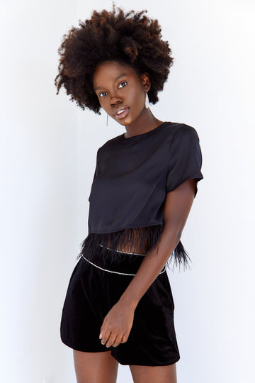 SALE - Skyler Velvet Rhinestone Shorts