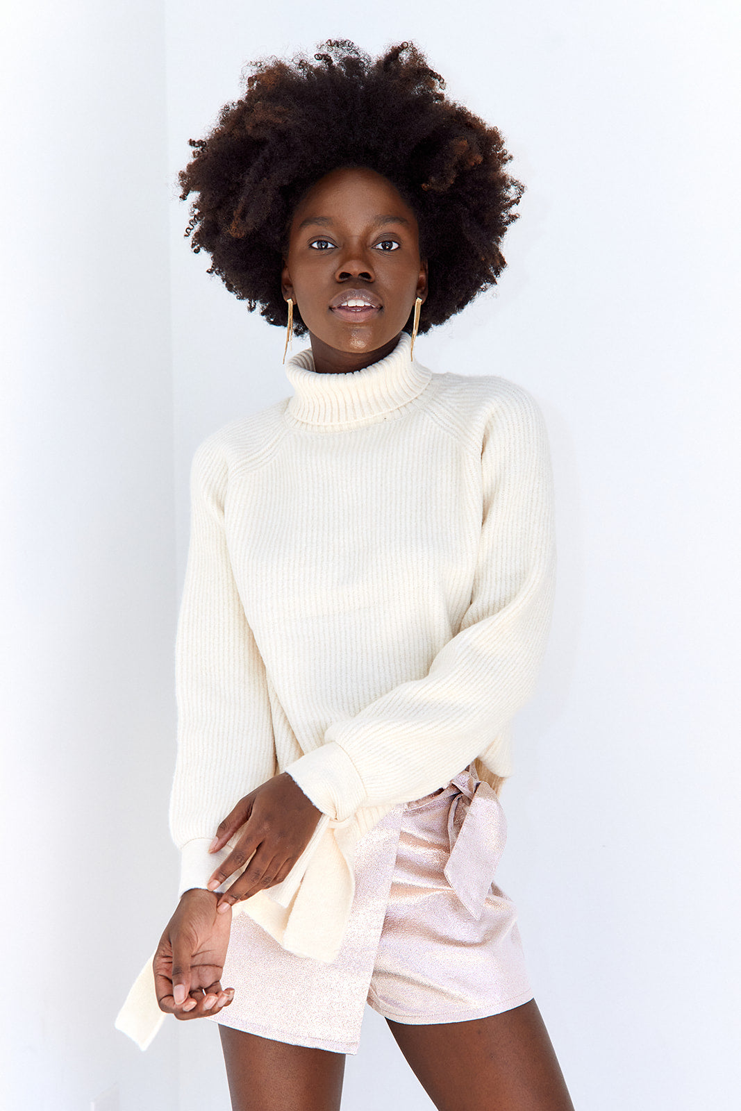 SALE - Kameron Tie Sleeve Turtleneck Sweater