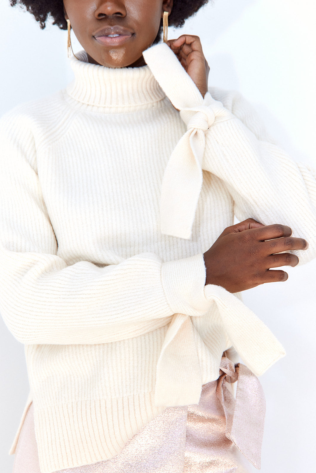 SALE - Kameron Tie Sleeve Turtleneck Sweater