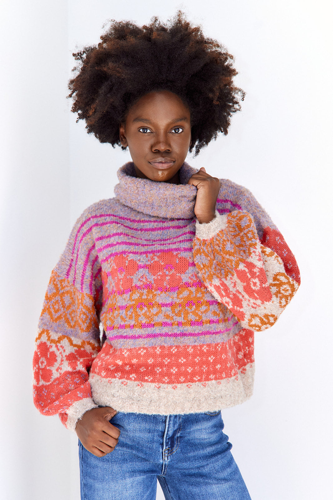 SALE - Serena Striped Turtleneck Sweater