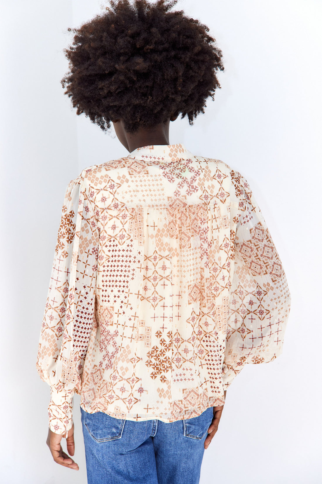 SALE - Beau Printed High Neck Blouse