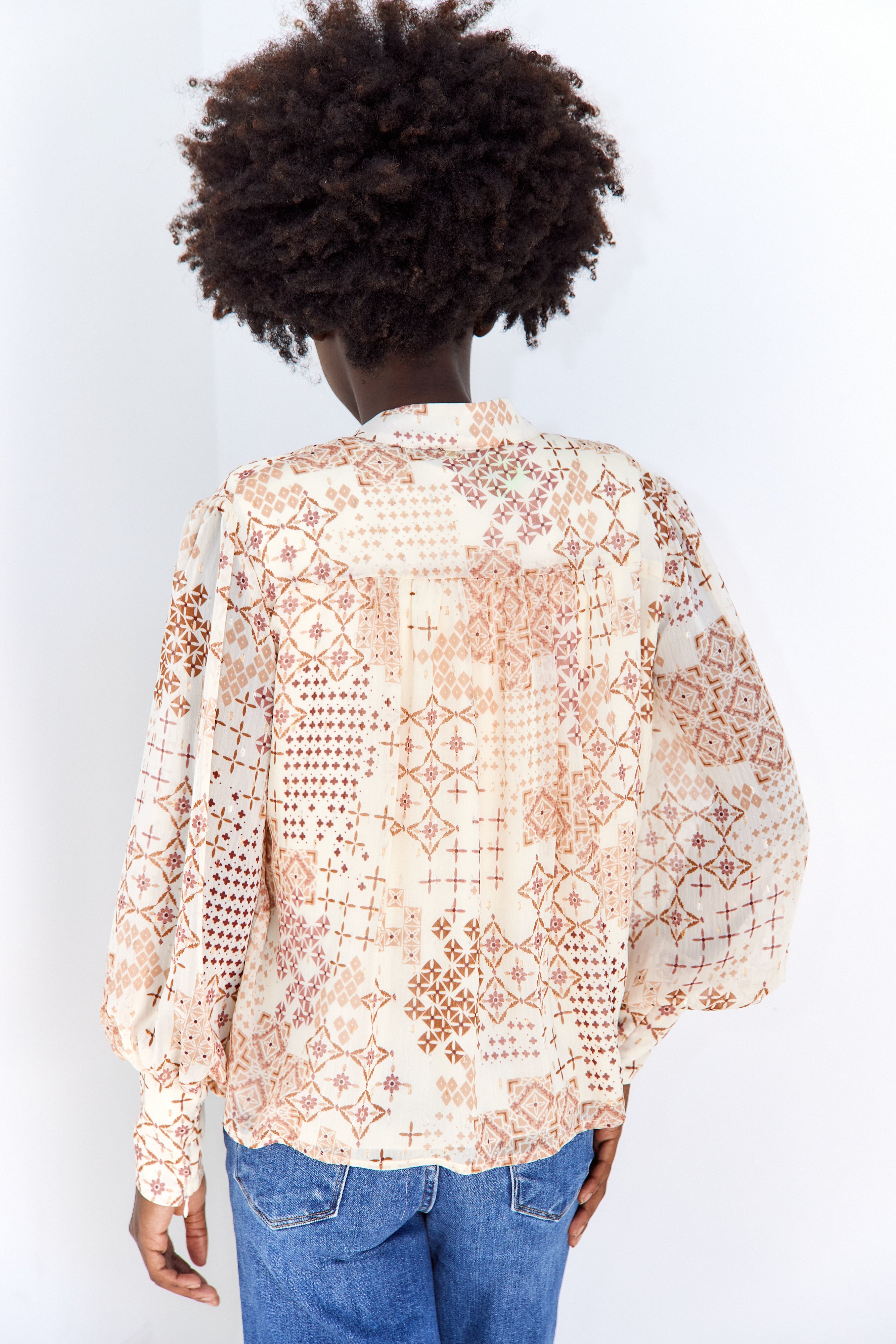 SALE - Beau Printed High Neck Blouse