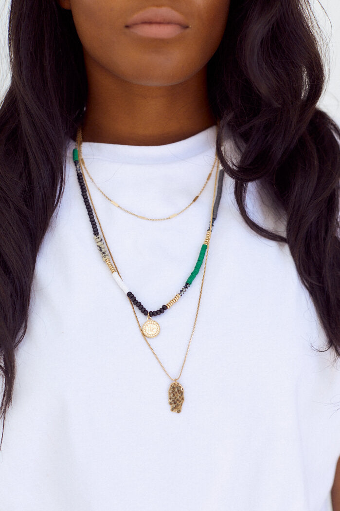 Washington Bead & Coin Layered Necklace