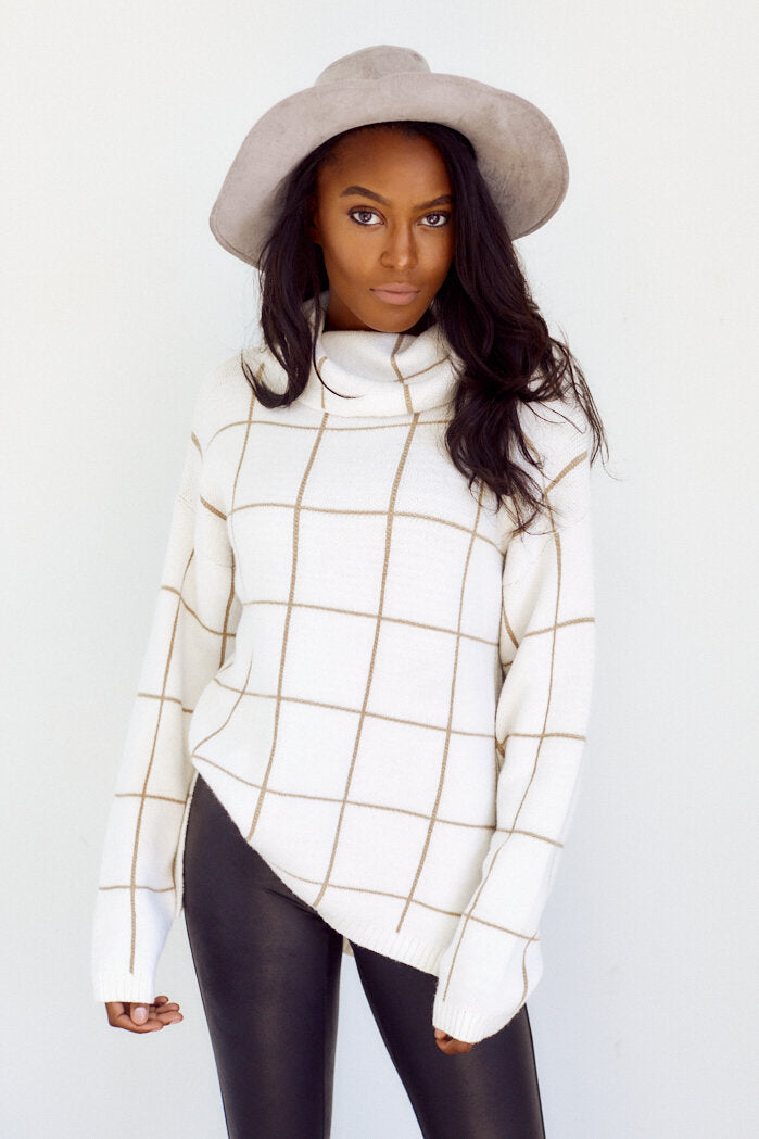 Kerri Plaid Turtleneck Sweater