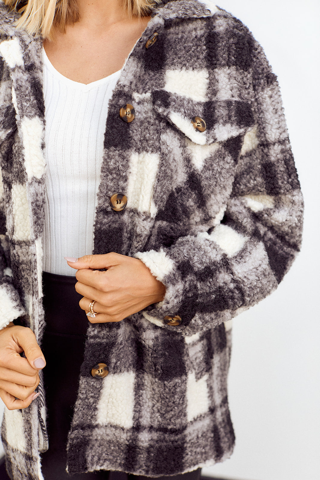 Amilyn Shearling Style Plaid Jacket