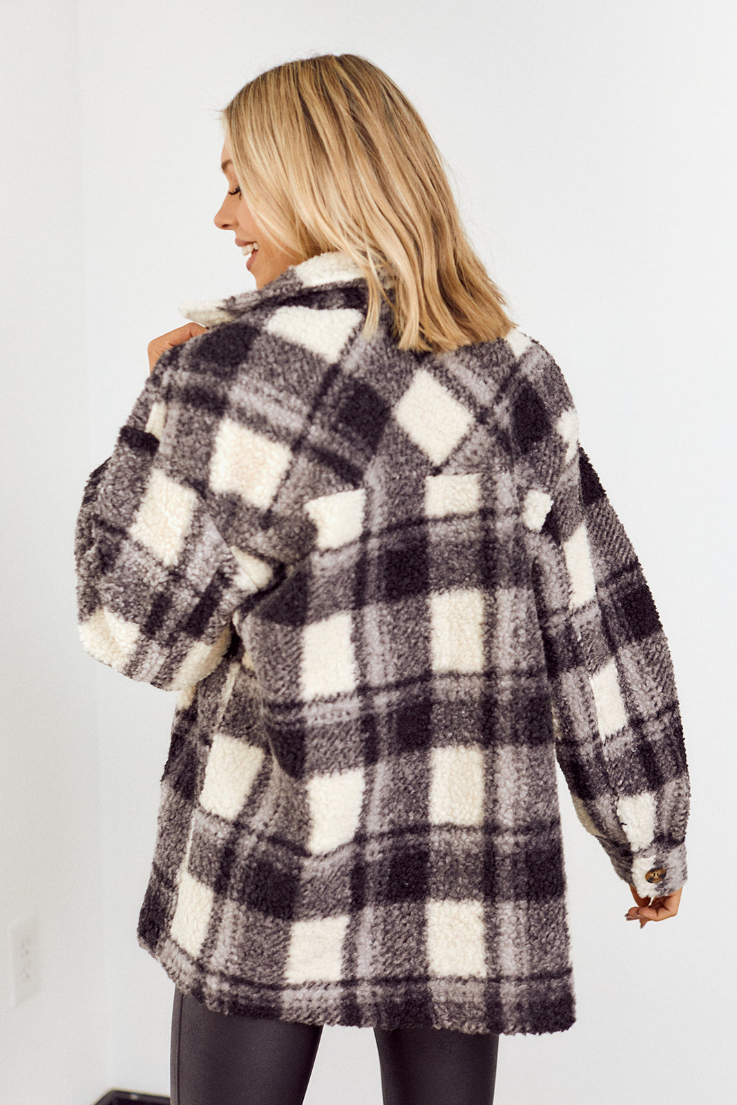 Amilyn Shearling Style Plaid Jacket