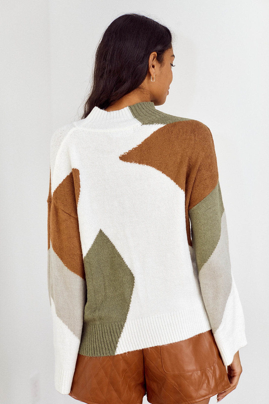 Bonnie Colorblocked Mock Neck Sweater