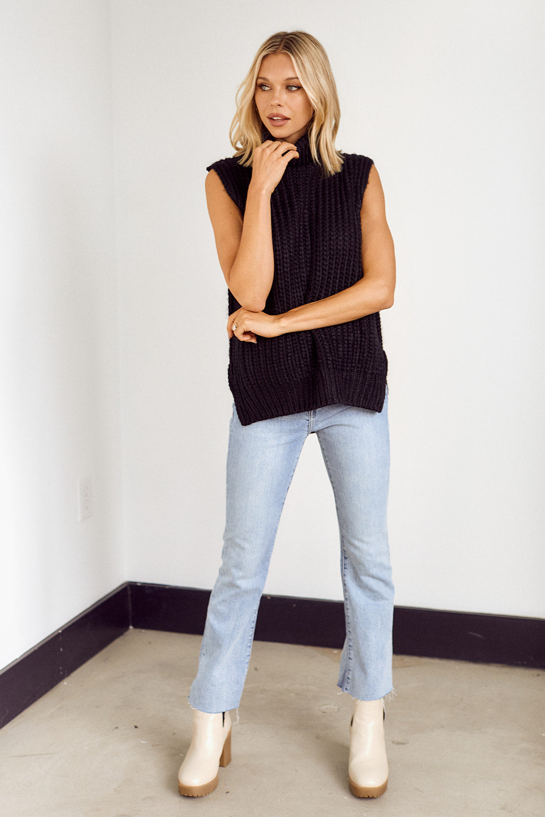 Nicci Sleeveless Turtleneck Sweater