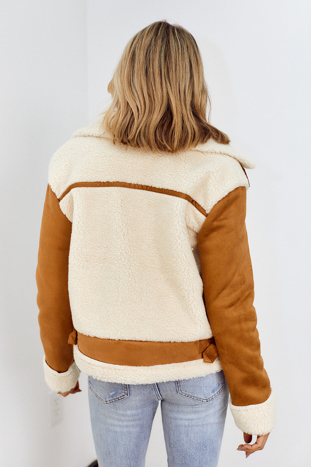 Mincie Faux Suede Trim Shearling Jacket