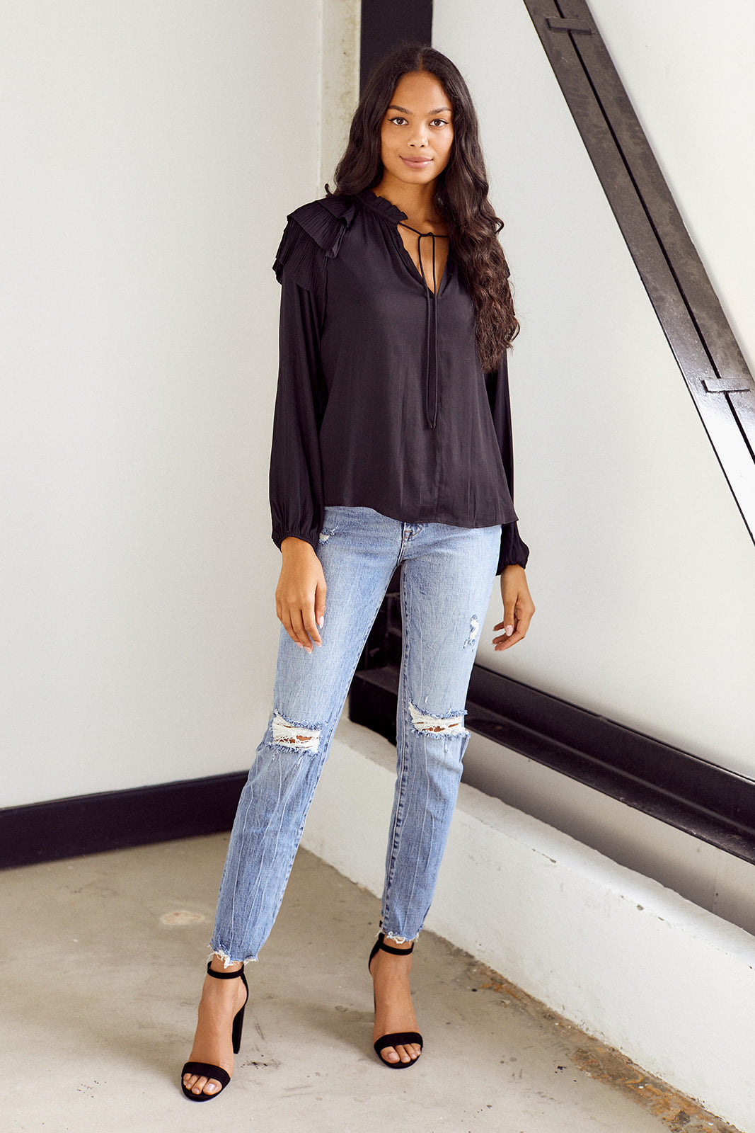 Sterling Ruffle Detail Long Sleeve Blouse