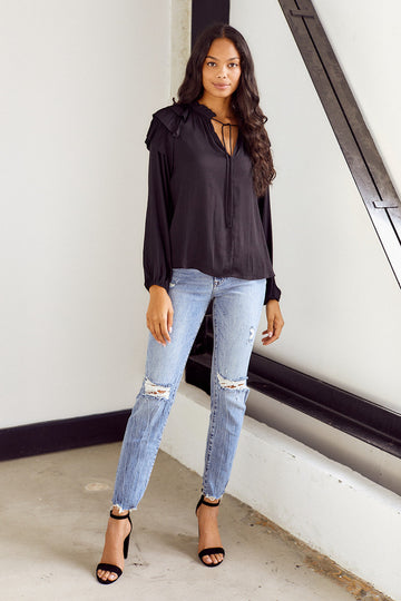 Sterling Ruffle Detail Long Sleeve Blouse