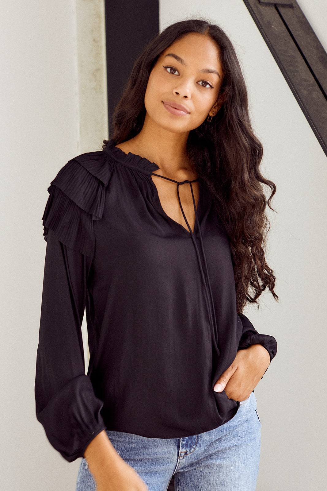 Sterling Ruffle Detail Long Sleeve Blouse