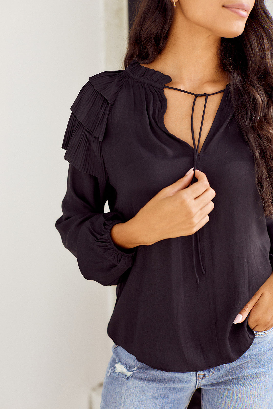 Sterling Ruffle Detail Long Sleeve Blouse