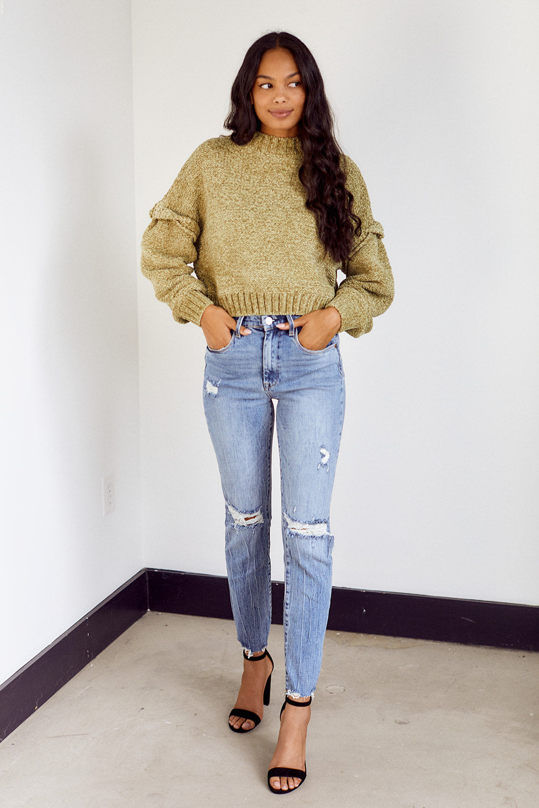 Blank NYC Chenille Shoulder Detail Sweater