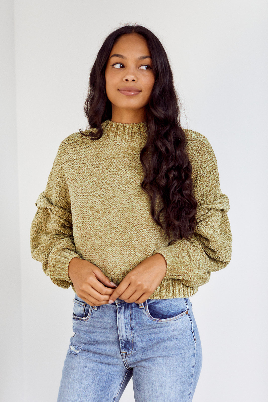 Blank NYC Chenille Shoulder Detail Sweater