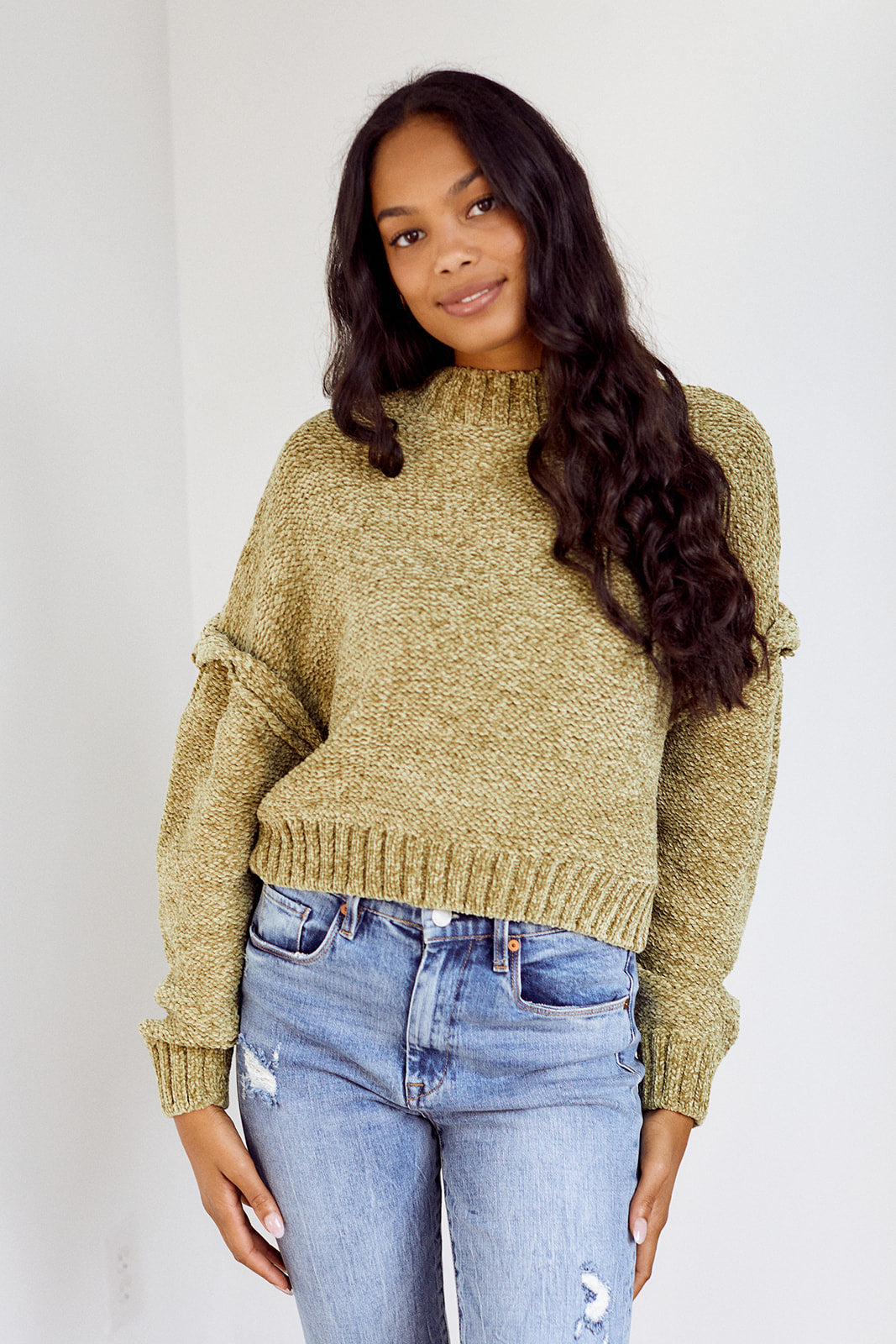 Blank NYC Chenille Shoulder Detail Sweater