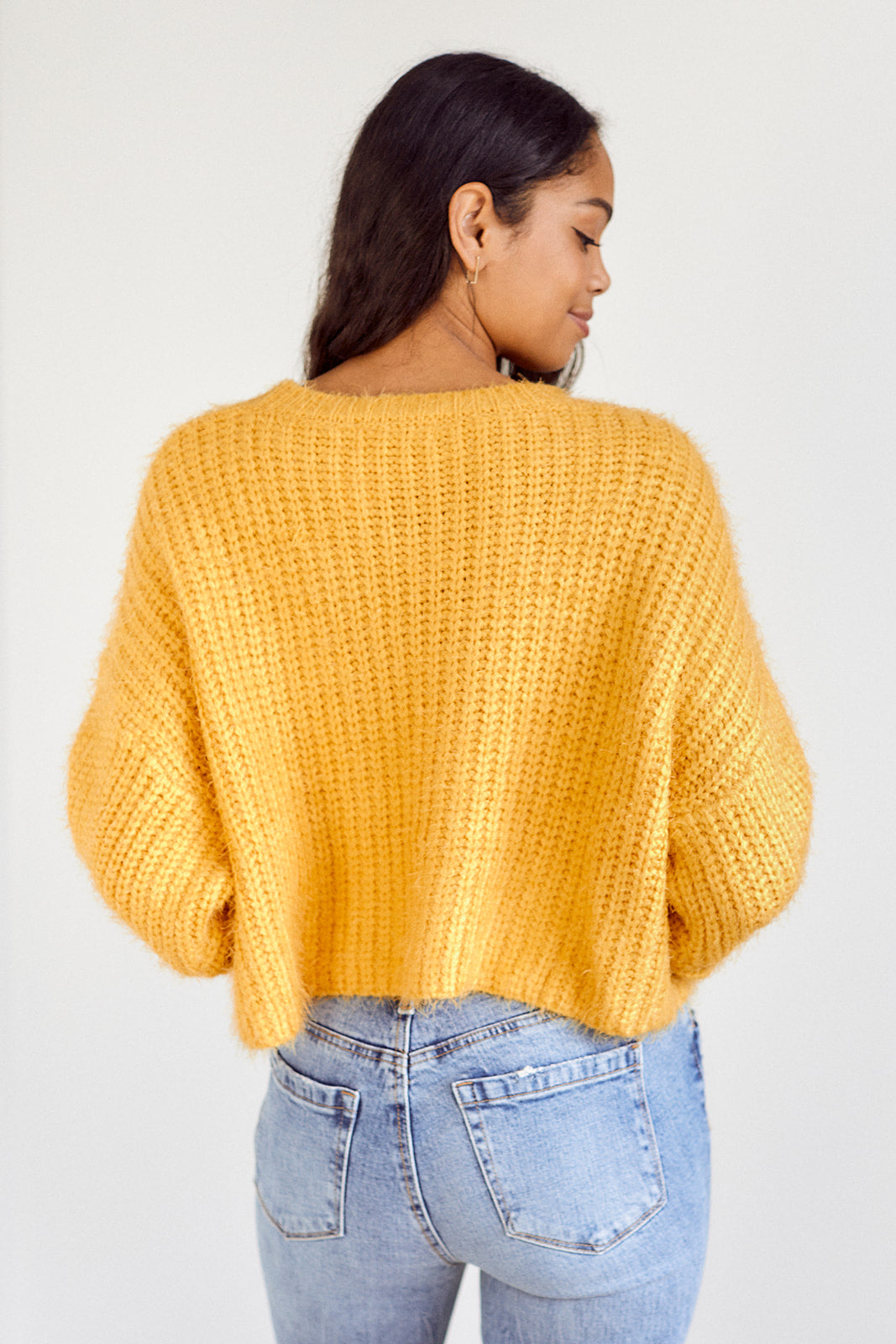 Meara Cable Knit Fuzzy Sweater