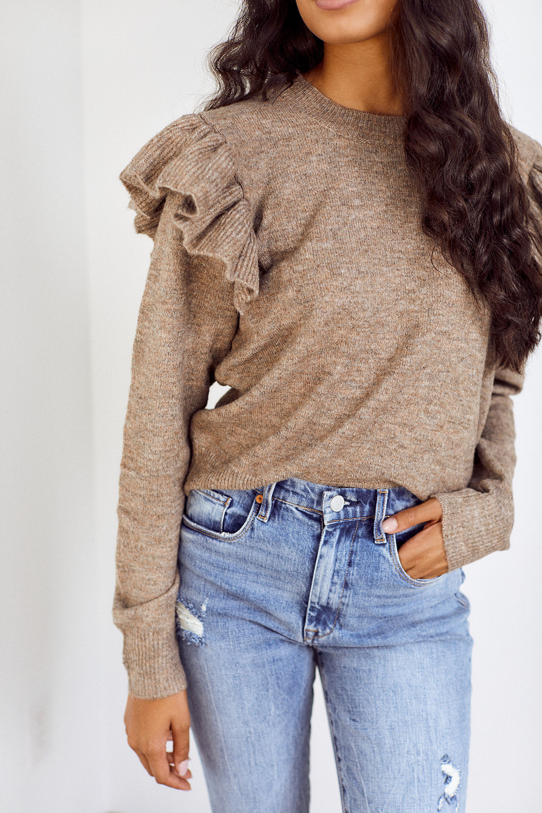 Adette Ruffle Sleeve Sweater