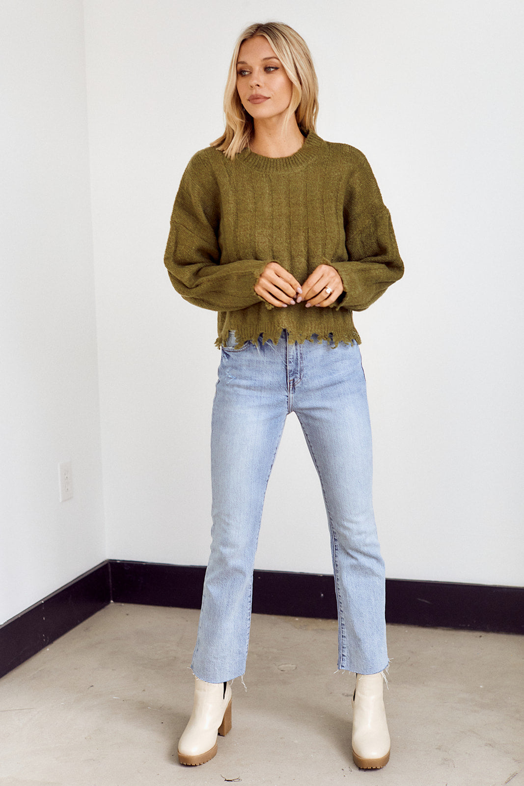Pace Distressed Hem Sweater
