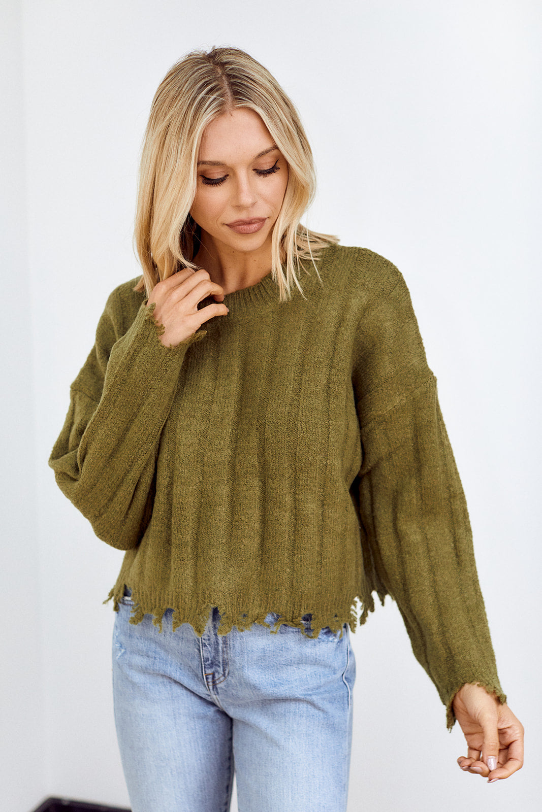 Pace Distressed Hem Sweater