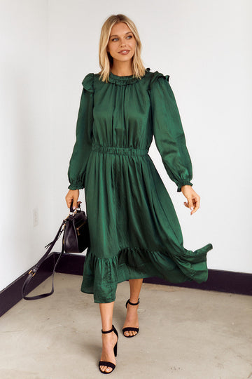 Zane Ruffled Detail Midi Dress