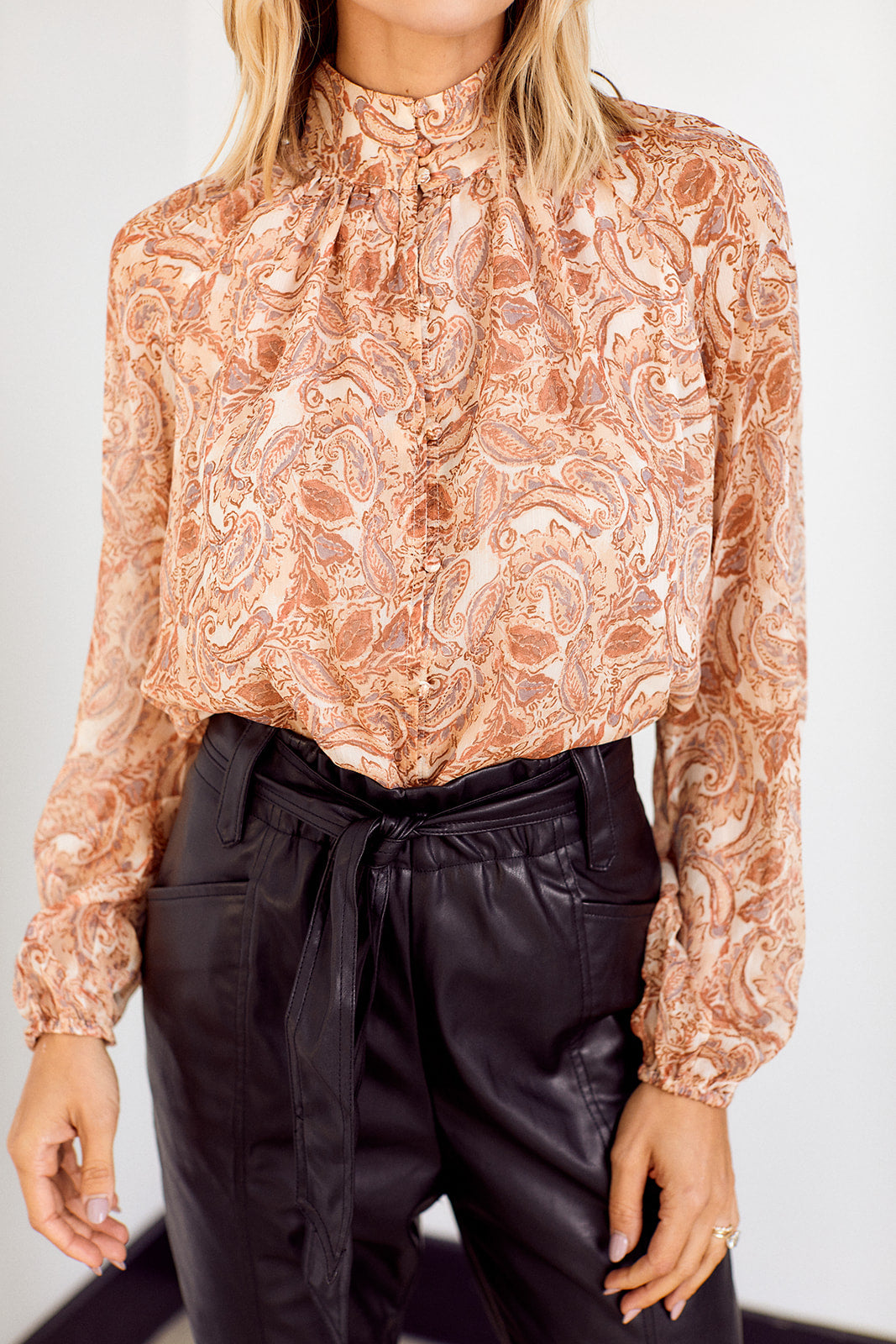 Maxine Paisley Printed Button Front Blouse