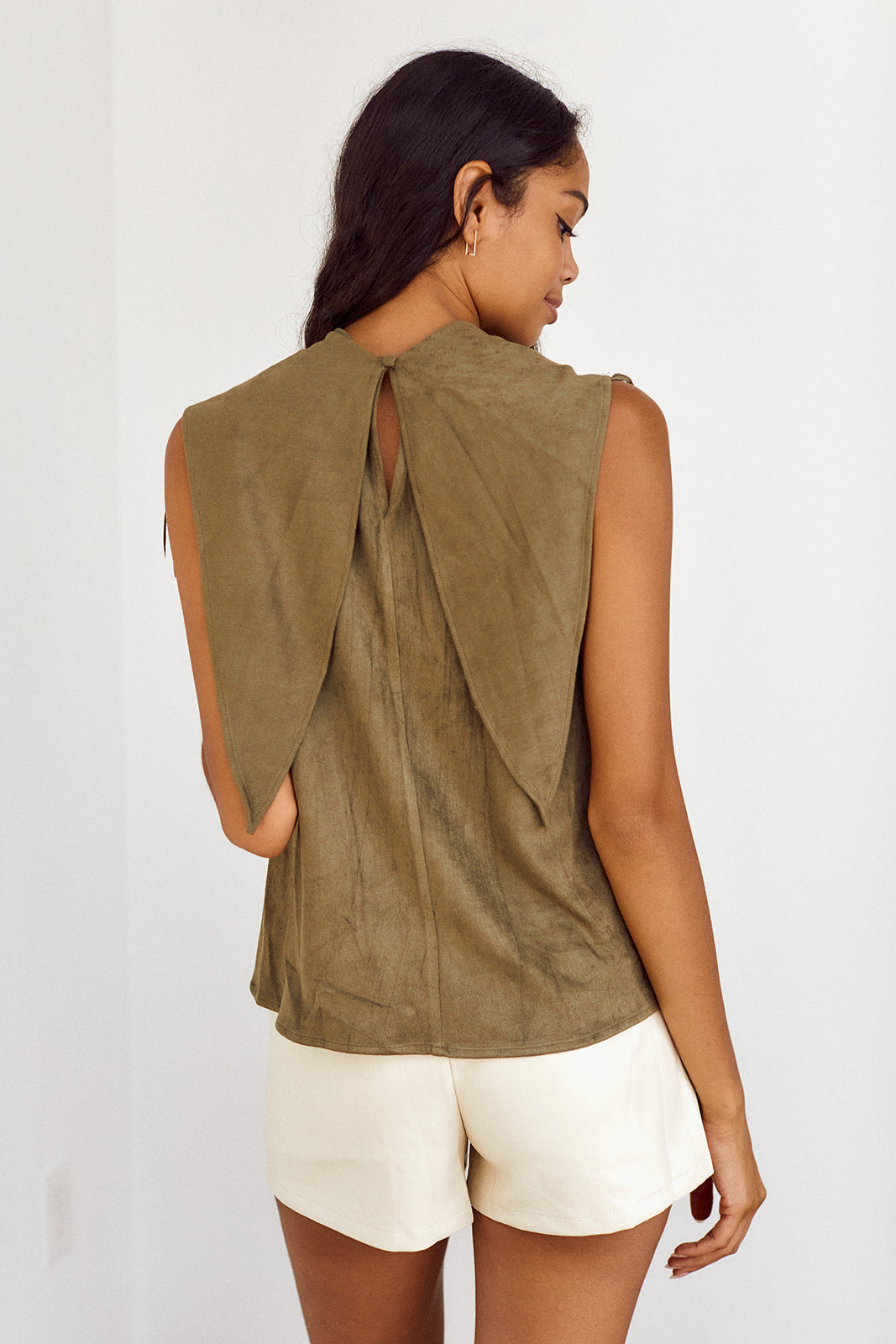 Perry Faux Suede Fringe Detail Top