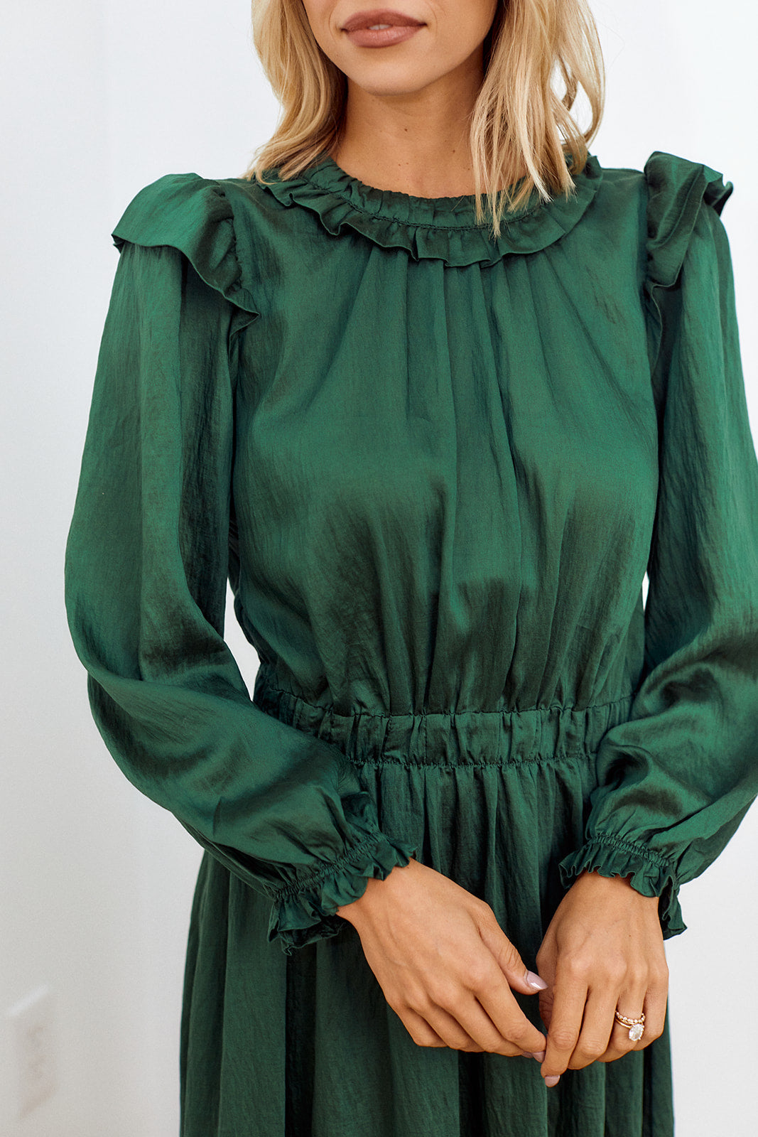 Zane Ruffled Detail Midi Dress