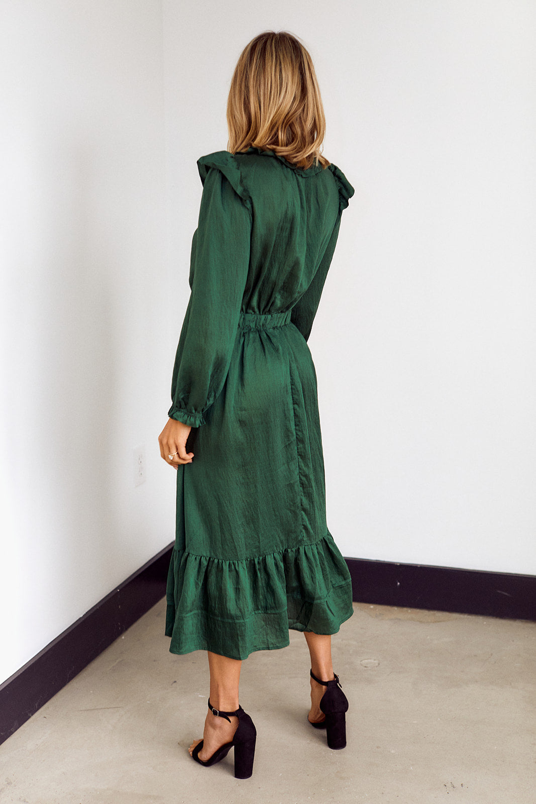 Zane Ruffled Detail Midi Dress