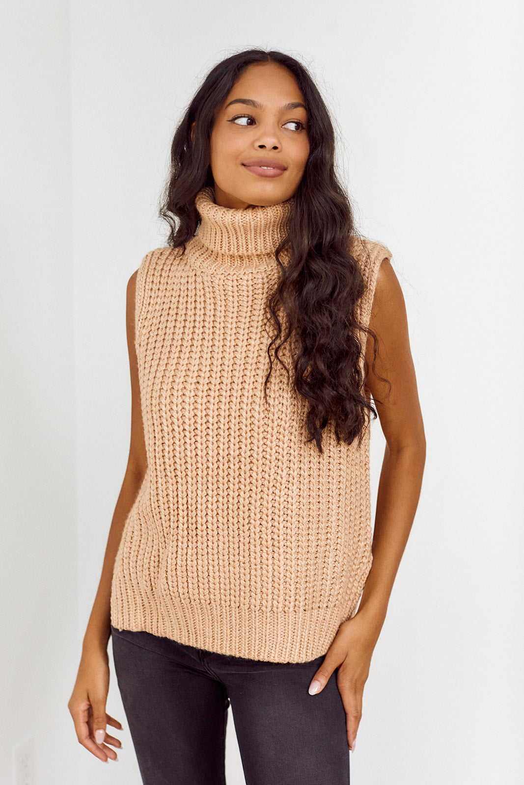 Nicci Sleeveless Turtleneck Sweater
