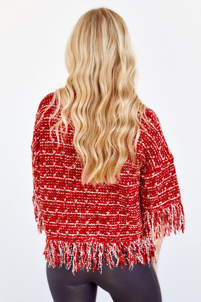 Salette Fringe Tweed Top